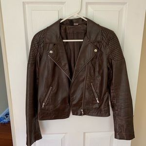 Brown Faux Leather Jacket